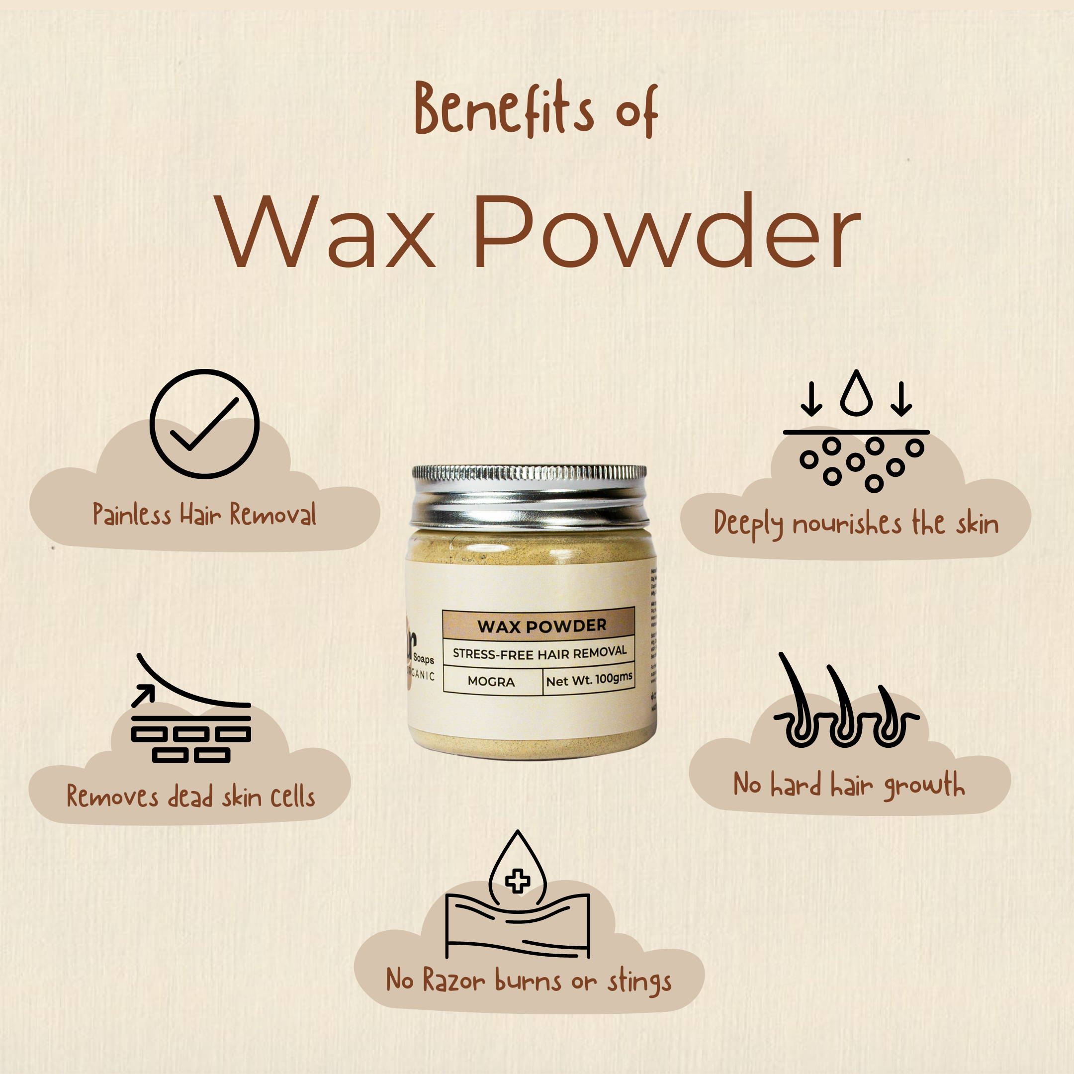 Organic Hair Removal Wax Powder ( Unisex ) GHAR SOAPS